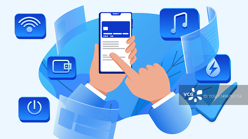 生活手机互联网支付扁平化插画图片素材