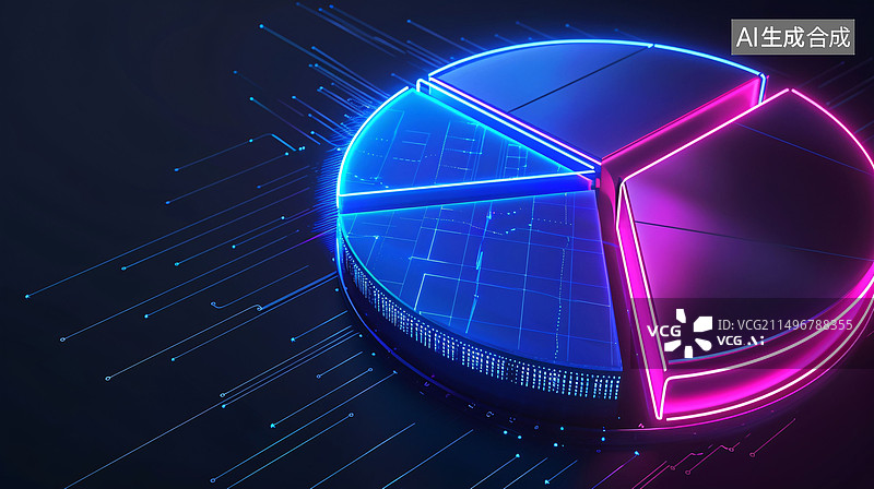 【AI数字艺术】3D信息图饼状图统计图表图形3D渲染图片素材