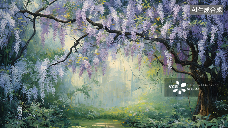 【AI数字艺术】紫藤图片素材