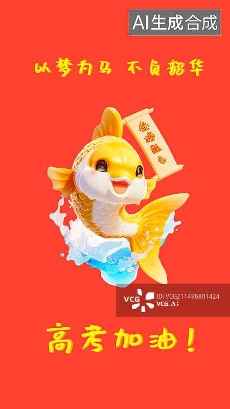 【AI数字艺术】高考，锦鲤，设计模板，高考加油图片素材