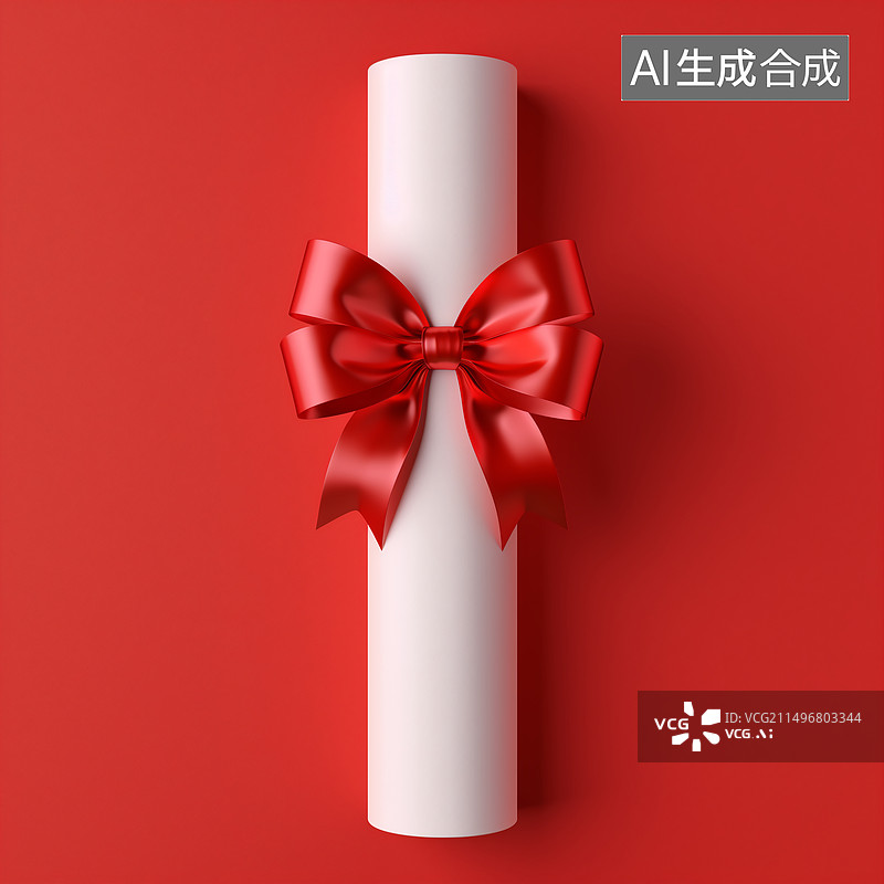 【AI数字艺术】录取通知书，高考，开学，红丝带，蝴蝶结，红色背景图片素材