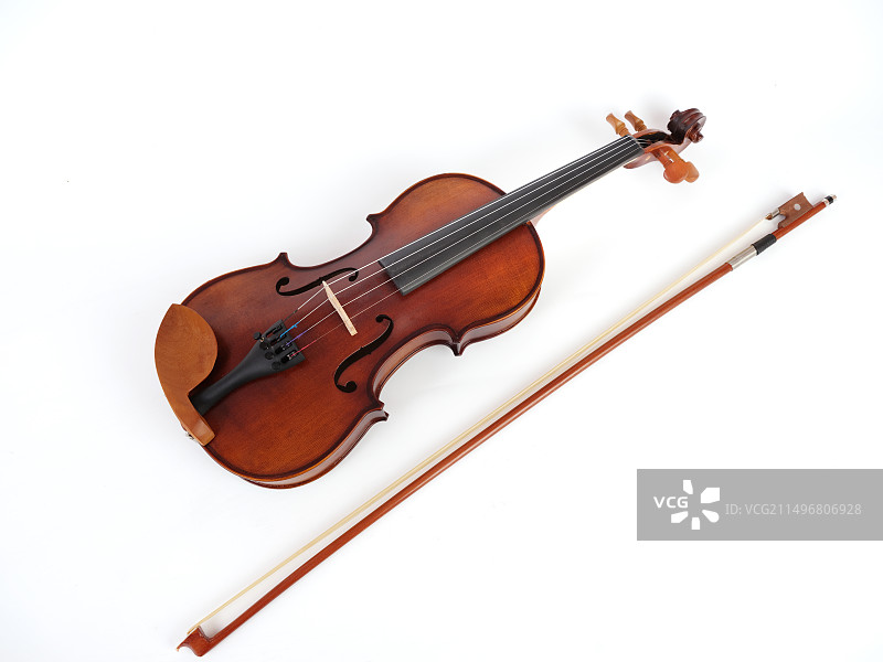 白色背景下小提琴特写镜头图片素材