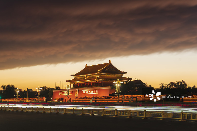 北京天安门晚霞图片素材