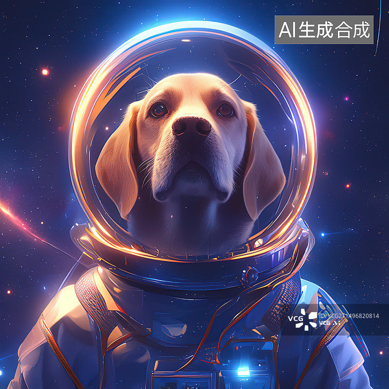 【AI数字艺术】3D太空狗创意插图图片素材
