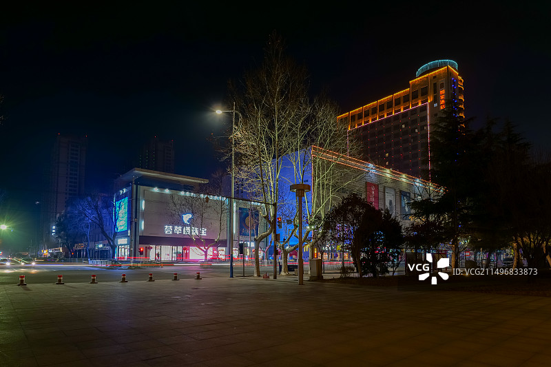 中国山东青岛莱西市城市夜景图片素材