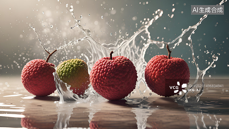 【AI数字艺术】新鲜水果荔枝图片素材