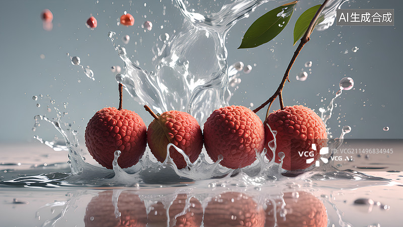 【AI数字艺术】新鲜水果荔枝图片素材