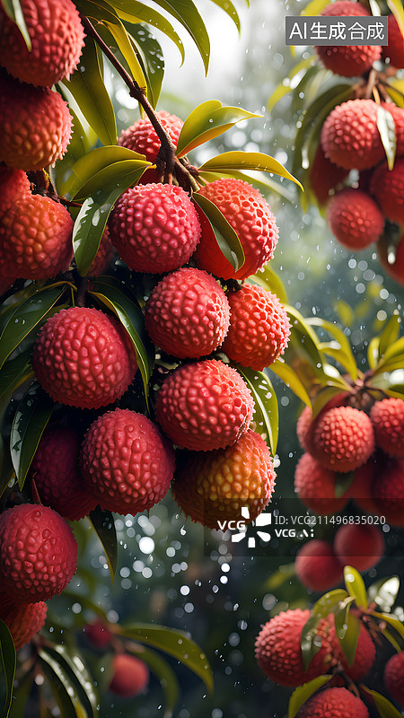 【AI数字艺术】新鲜水果荔枝图片素材