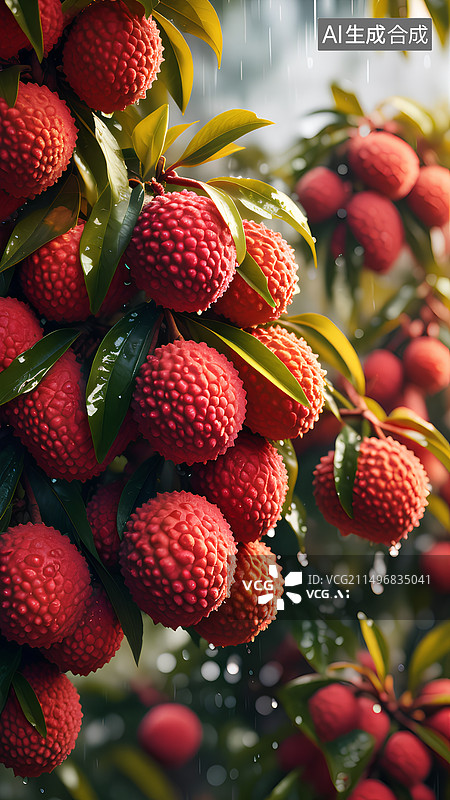 【AI数字艺术】新鲜水果荔枝图片素材