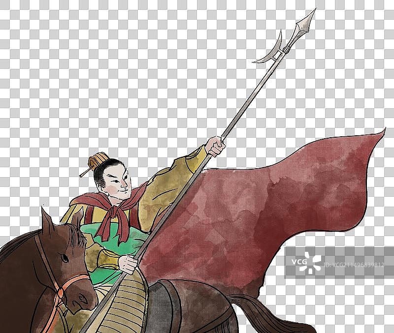 水墨画水墨风中国风新中式古风古典传统文化汉末三国演义吕布吕奉先赤兔马人物元素插画图片素材