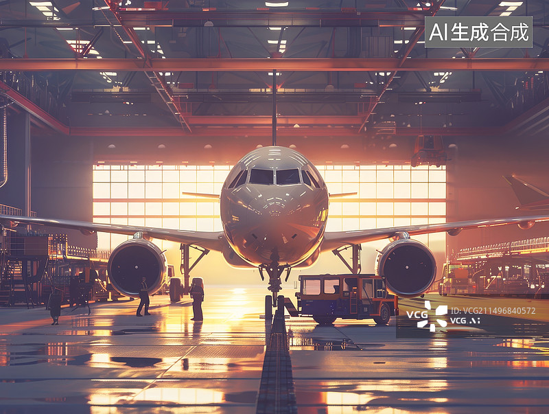 【AI数字艺术】飞机停在维修区检查 航空航天安全图片素材