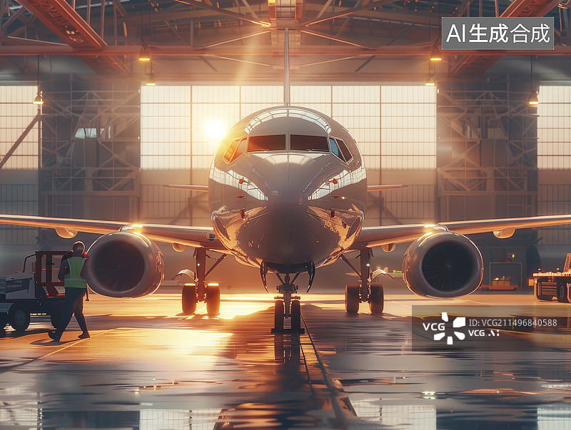 【AI数字艺术】飞机停在维修区检查 航空航天安全图片素材