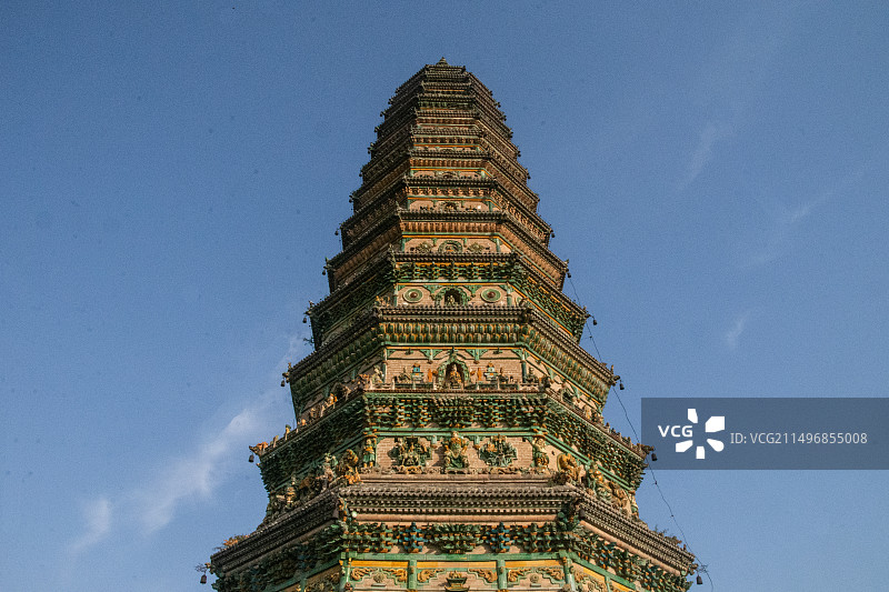 现存世界最高的多彩琉璃塔-山西临汾洪洞县广胜寺上寺飞虹塔图片素材