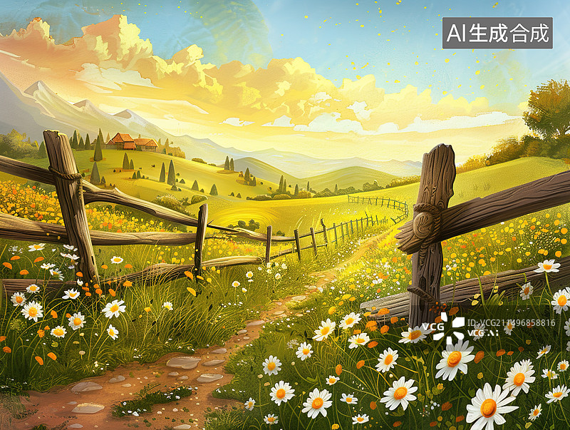 【AI数字艺术】夏天美丽的花园鲜花开放图片素材