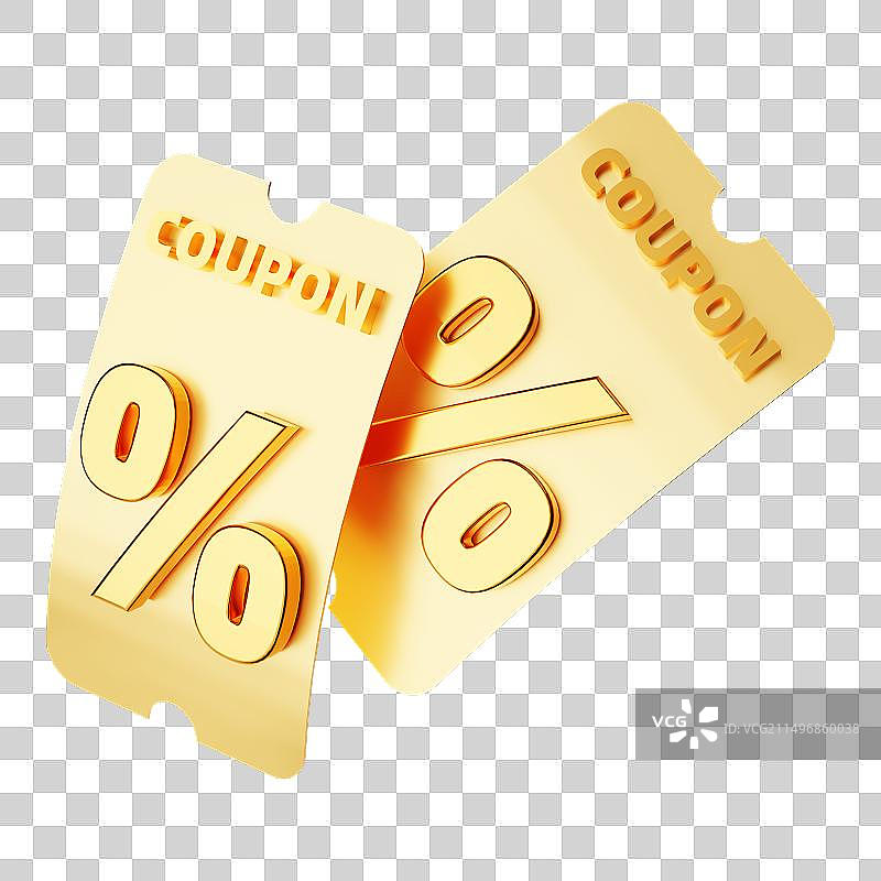 3D渲染卡通风格优惠券打折券免抠元素图片素材