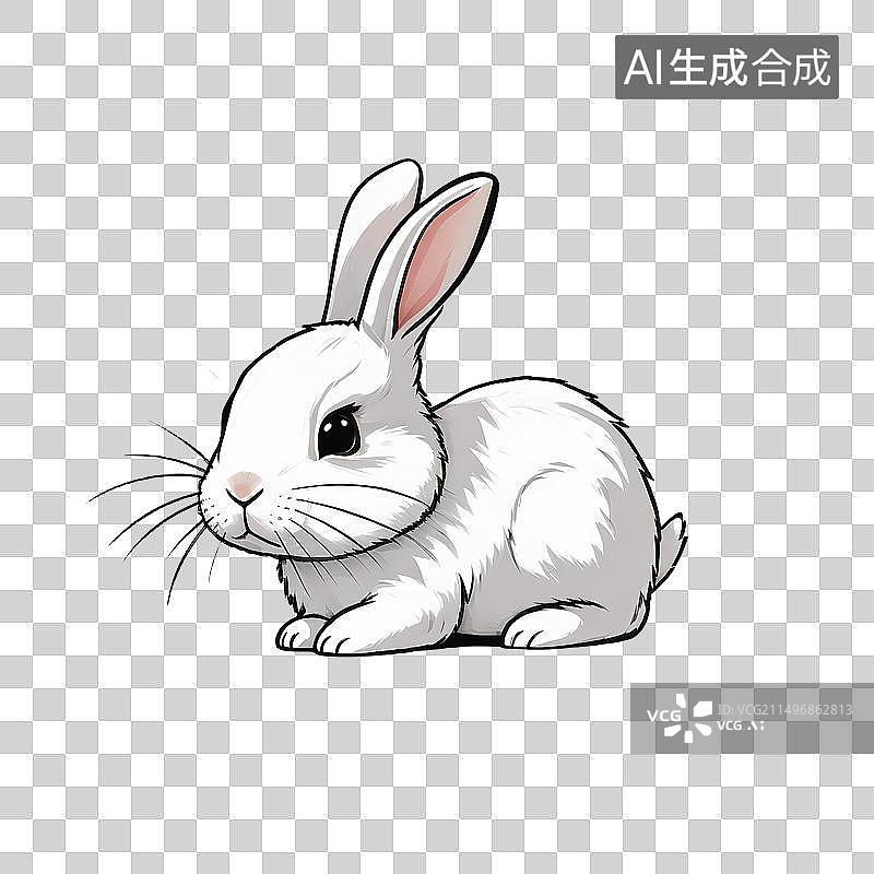 【AI数字艺术】卡通白色小兔子免抠元素图片素材
