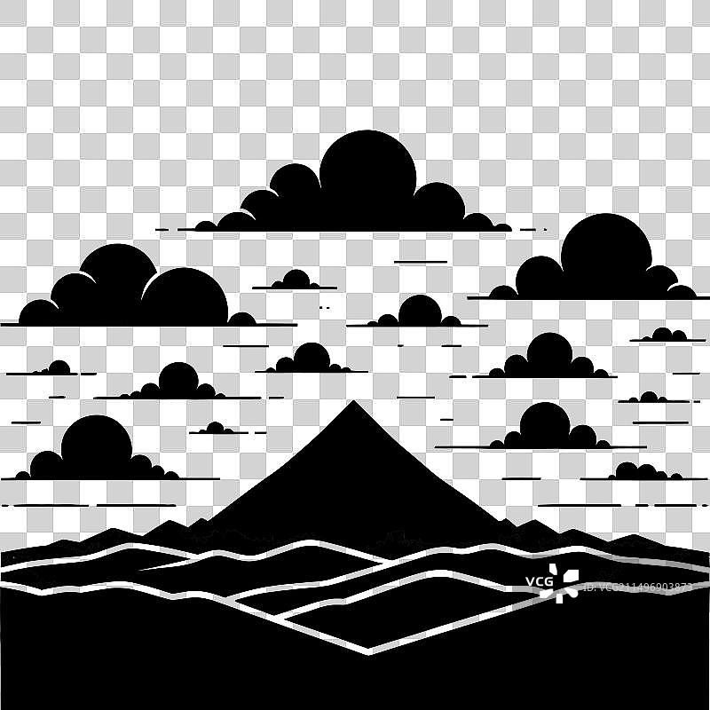 山和云剪影图片素材