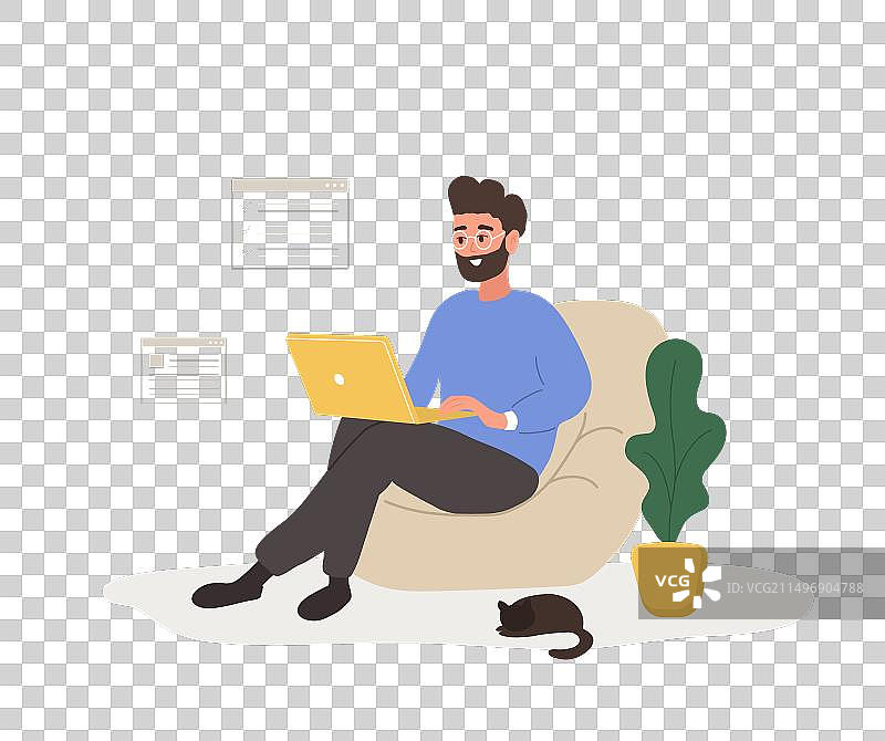 成功的男企业家坐着使用笔记本电脑图片素材