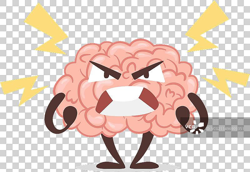 愤怒的大脑疯狂的情绪卡通人物图片素材