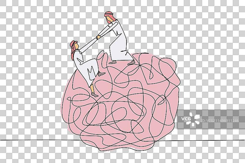 单线连续绘制阿拉伯商人图片素材