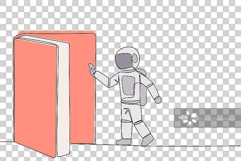 宇航员打开舱门单线画图片素材