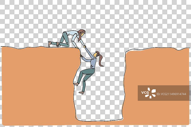 女商人帮助单线画图片素材