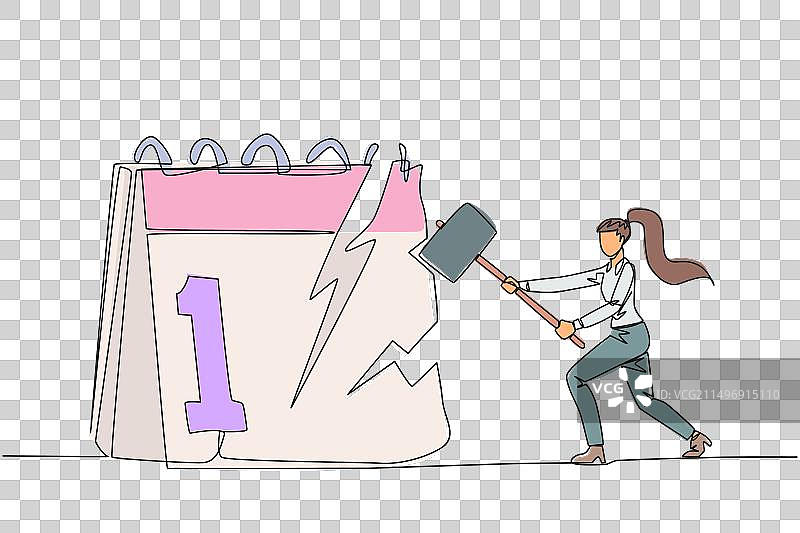 单线连续画女商人图片素材