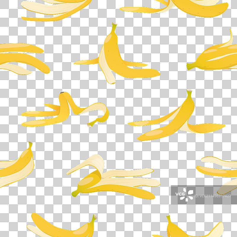 不同位置的香蕉皮无缝图案图片素材