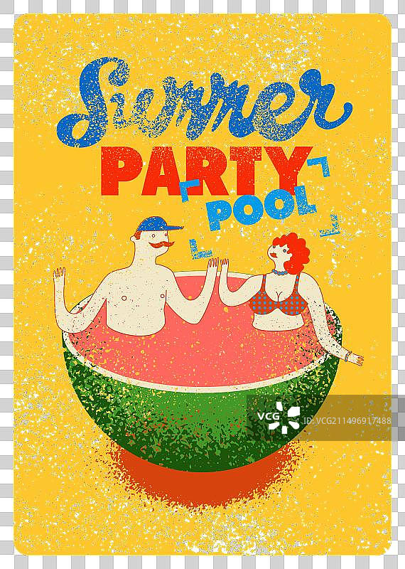 夏季泳池派对排版复古海报图片素材