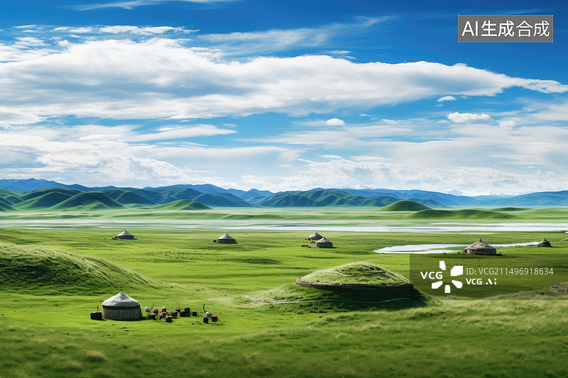【AI数字艺术】夏季草原风光图片素材