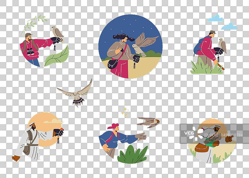 人物与阿拉伯猎鹰者图片素材