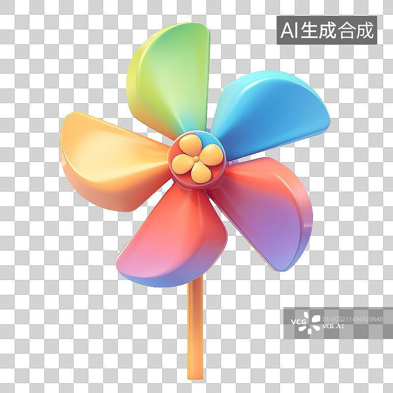 【AI数字艺术】一个风车儿童玩具图标图片素材