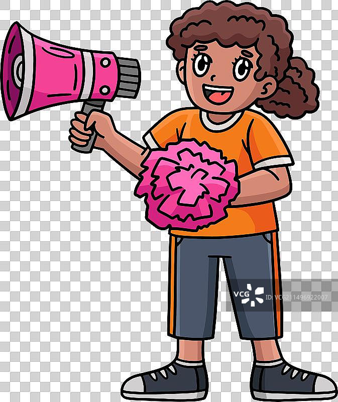 啦啦队女教练扩音器剪贴画图片素材