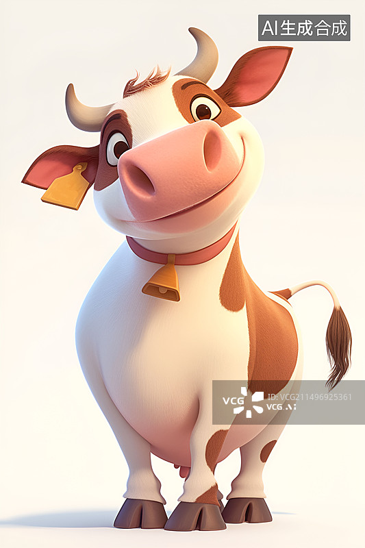 【AI数字艺术】生肖动物牛IP形象设计插画AI数字艺术图片素材