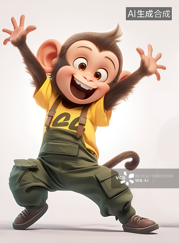 【AI数字艺术】生肖动物猴子IP形象设计插画AI数字艺术图片素材