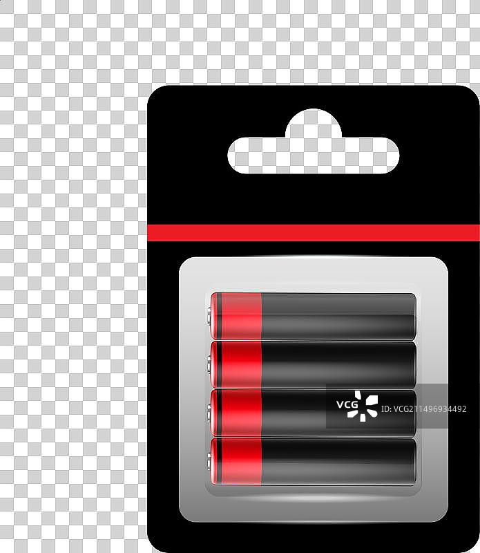 纸质泡罩中的碱性电池和电池图标图片素材