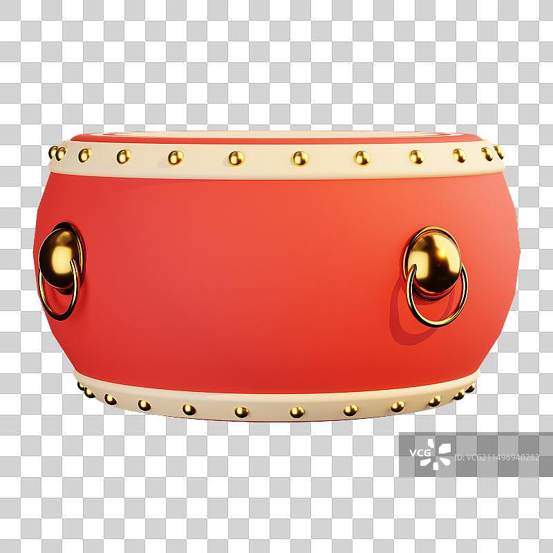 三维立体春节红色喜庆中式鼓插画免抠元素图片素材