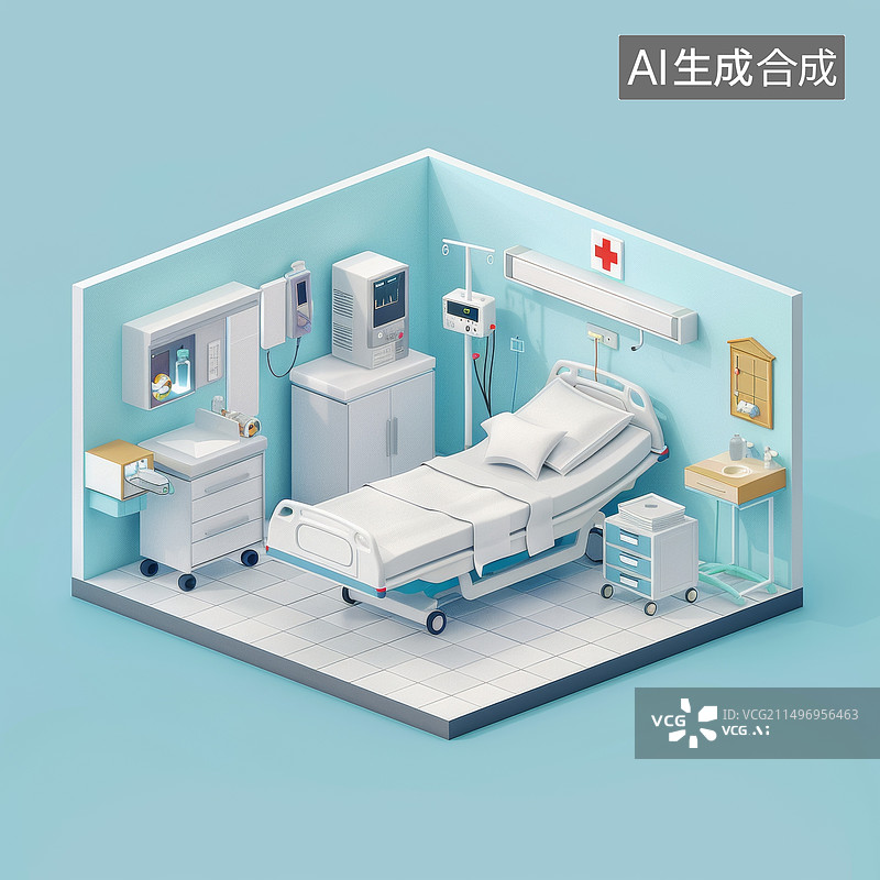 【AI数字艺术】抢救室急诊室病房微缩景观素材图片素材