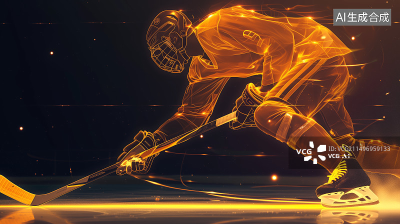 【AI数字艺术】曲棍球运动员进攻图片素材