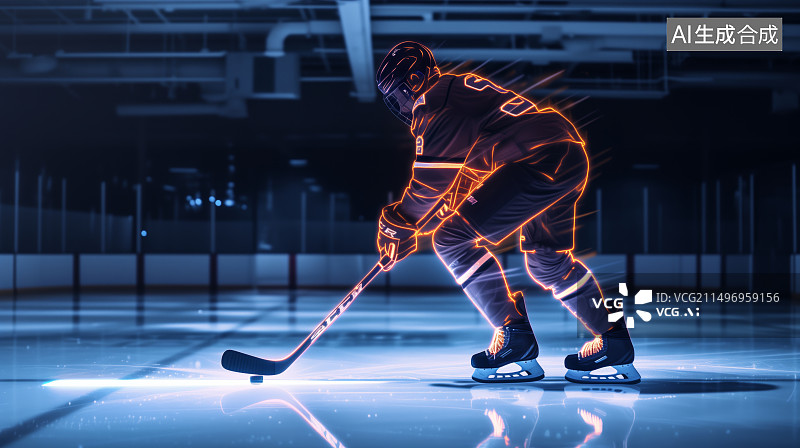 【AI数字艺术】曲棍球运动员进攻图片素材