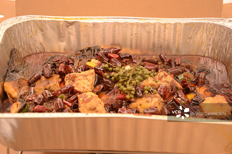 家庭麻辣烤鱼特写图片素材