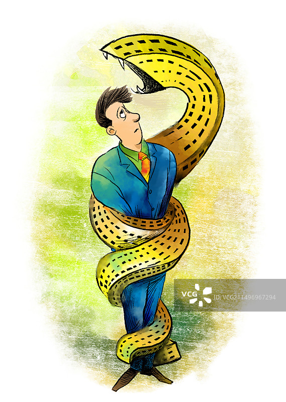 被蛇一样的房地产牢牢地束缚的商务男性图片素材