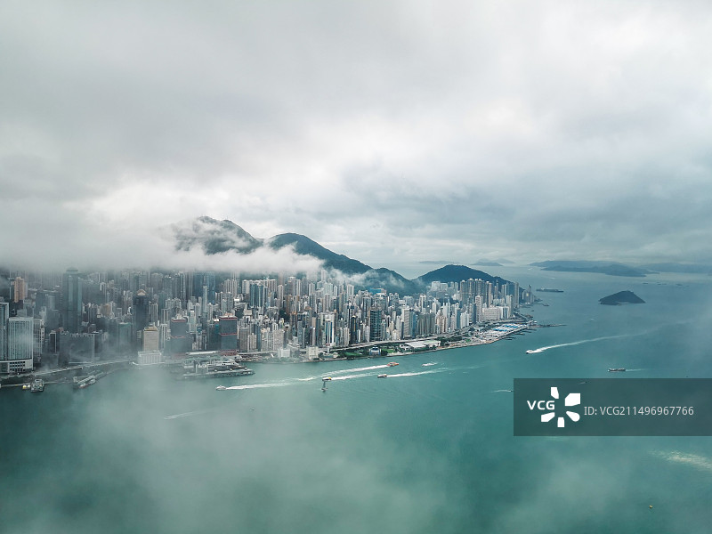 俯瞰香港岛上环、西环和西营盘图片素材