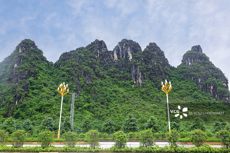 一座笔架山图片素材