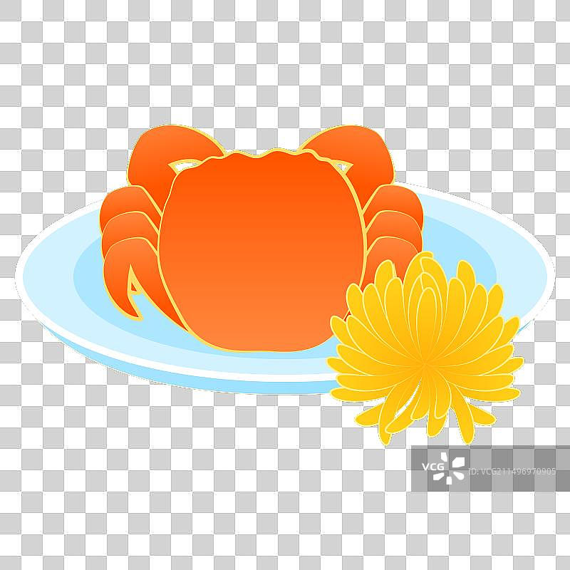 中秋节美食螃蟹和菊花矢量插画图片素材