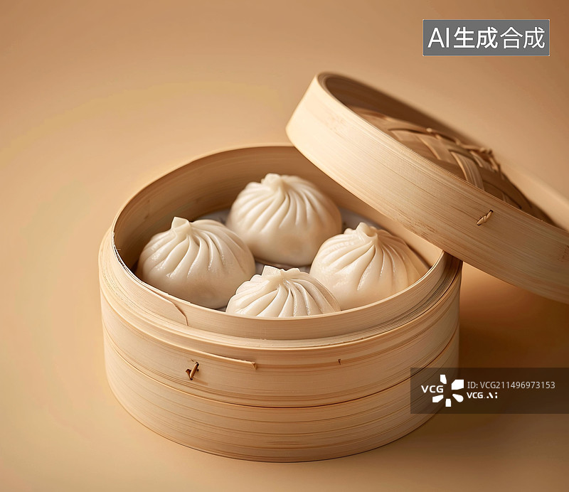 【AI数字艺术】中国特产美食鲜肉小笼包端午节早餐美食插图图片素材