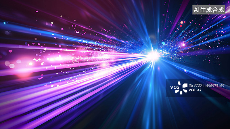 【AI数字艺术】发光射线抽象KV主视觉商务PPT背景图片素材