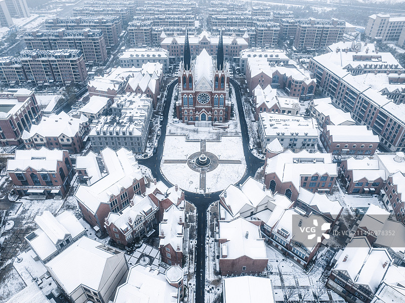 芜湖市鸠兹古镇雪景图片素材