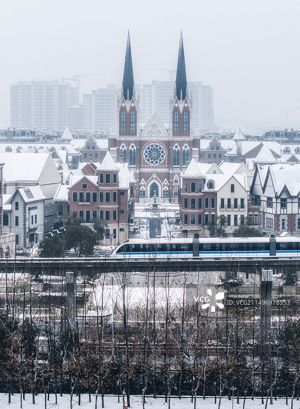 芜湖市鸠兹古镇雪景图片素材
