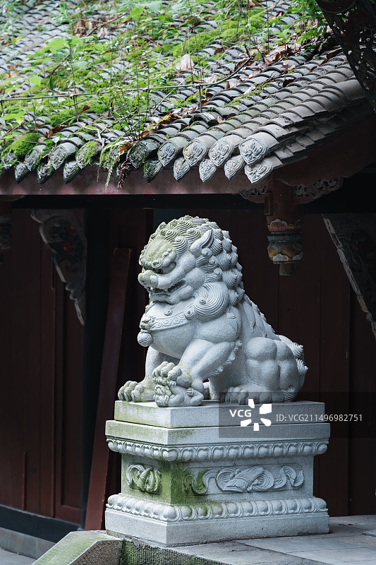 门前的石狮子图片素材